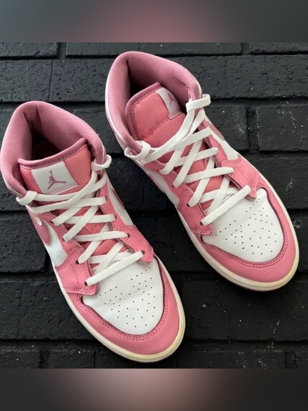 Jordan Kids Pink and White High-Top Sneakers
